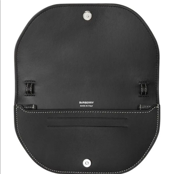 Burberry Mini Double Olympia Logo Appliqué Canvas & Black Leather Bag Dust Bag - Picture 4 of 16